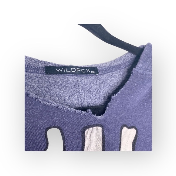 Y2K: OG Wildfox ☻︎ S’il Vous Plait Melted Letters Pullover Hoodie ☻︎ Navy Blue - Picture 11 of 16